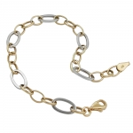 bracelet 7mm anchor chain oval bicolor alloyed white gold 9k gold 19cm