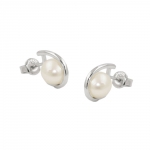 earrings, freshwater culture pearl, 925