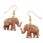 hook earrings, elephants, brown
