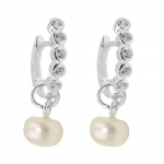 hoop earring pearl zirconia silver 925