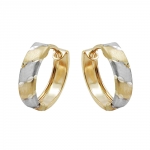 hoop earrings 12x3mm hinged hoop bicolor rhodium plated 9k gold