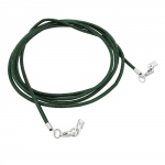 leather strap round cord cowhide 2mm green colored with 2x clasp silver colored ca. 1m