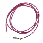 leather strap round cord cowhide 2mm pink colored with 1x clasp silver colored ca. 1m