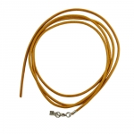 leather strap round cord cowhide 2mm yellow colored with 1x clasp silver colored ca. 1m