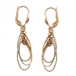 leverback earrings 43x8mm 3 ovals hanging bicolor white gold 9k rose gold