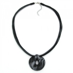 necklace, amulet, grey-black, 50cm