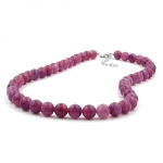 necklace, beads 10mm, lilac-purple, 42cm 