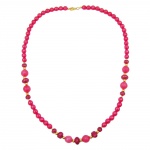 necklace, beads, raspberry red