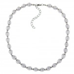 necklace, beads, tretragonal style beads, grey