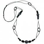 necklace, black and grey-marbeled 100cm