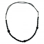 necklace, black beads, olive shape, faceted