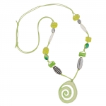 necklace, green-yellow-colored beads