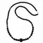 necklace, jet-black, pearl 22mm, 100cm