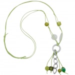 necklace, lightgreen beads 90cm