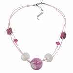 necklace, pink disk and cord 50cm