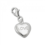 pendant 13x11mm charm heart love shiny rhodium plated silver 925