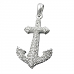 pendant 23x14mm anchor with many zirconias silver 925