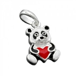 pendant, coloured panda, silver 925