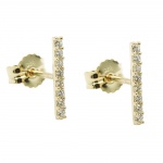 stud earrings 9x1mm bar each with 8 zirconias white 9kt gold