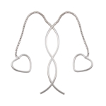 Thread earrings, with heart, silver 925