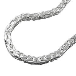 bracelet 5mm square byzantine chain shiny silver 925 21cm
