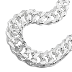 bracelet, double rombo chain, silver 925, 21cm