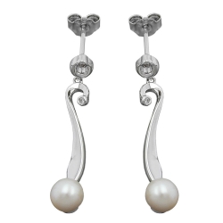 earring studs, pearl, silver 925 