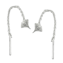 earrings, gingko leaf, silver 925