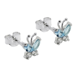 earrings, studs, butterfly, silver 925