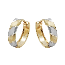 hoop earrings 12x3mm hinged hoop bicolor rhodium plated 9k gold