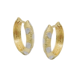 Hoop earrings 14x3mm hinged square bicolor diamond cut 9k GOLD