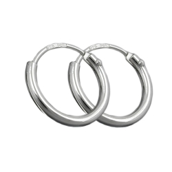 hoop earrings, plain & thin, silver 925