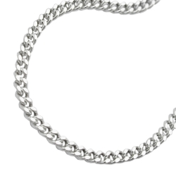 necklace 3mm flat curb chain diamond silver 925 50cm