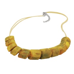 necklace, slanted beads, yellow olive