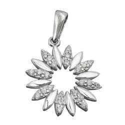 pendant 14mm flower with zirconias silver 925