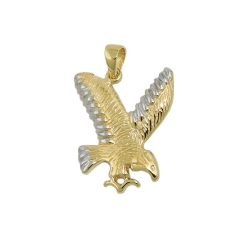 pendant 20x16mm eagle bicolor rhodium plated shiny 9k gold