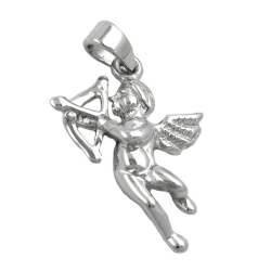 pendant, angel & bow, silver 925