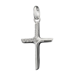 pendant cross with zirconia, silver 925