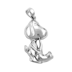 pendant, dog with saxophone silver 925