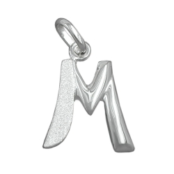pendant, initial m, silver 925