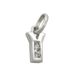 pendant, initiale y with cz, silver 925