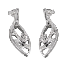 stud earrings, zirconia, silver 925