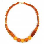 necklace, amber-coloured, matte, 60cm - 00871