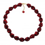 necklace, red/black designer beads - 01950
