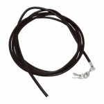 leather strap round cord cowhide 2mm black colored with 1x clasp silver colored ca. 1m - 02000-09