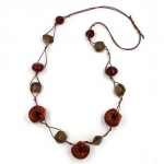 necklace, copper-brown, vintage-brass, 90cm - 02440