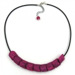 necklace, beads, pink-marbeled 45cm - 04361
