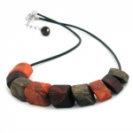 necklace, beads, brown 45cm - 04365