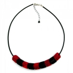 necklace, red-black beads 45cm - 04619