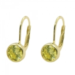 leverback earrings 15x7mm cubic zirconia green 9k gold - 430397